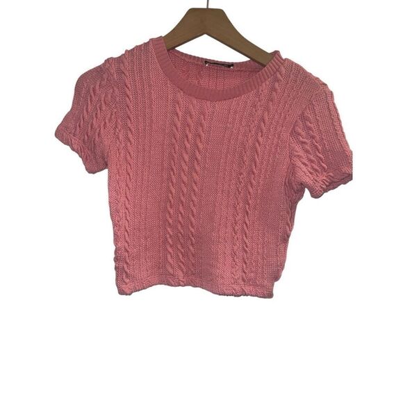 ✨Zara Pink Jacquard Crop Pink Sz Small Top✨ - Picture 7 of 10